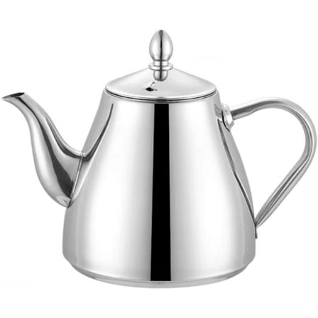 Kaffekander i rustfrit stål, 1,5 liter (52 oz), 5-6 kopper, let at hælde, sølvfarvet tekande