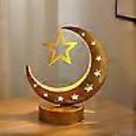 Ramadan Dekorativ Lykta LED Sänglampa, Eid Mubarak Stjärnmåne Bordsdekor, Islam-tema Ramadan Gåvor