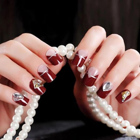 Akryl Bryllup Fake Negle Tips Klistermærke Sæt 24 stk/pakke Glitter Falske Negle Klistermærke Neglekunst Klistermærker med Lim