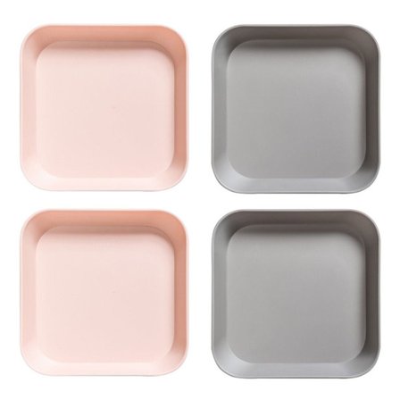 Sæt med 4 tallerkener, genanvendelige dessert-, salat- og forrettertallerkener