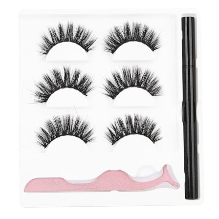3 Par Falske Øjenvipper Flydende Eyeliner Pincet Sæt Vandtæt Øjenmakeup Værktøj3D-03