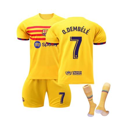 (FC Barcelona 2023 fjärde tröja O.Dembele #7 Fotbollströja Set för barn Vuxna 24(140-145CM)