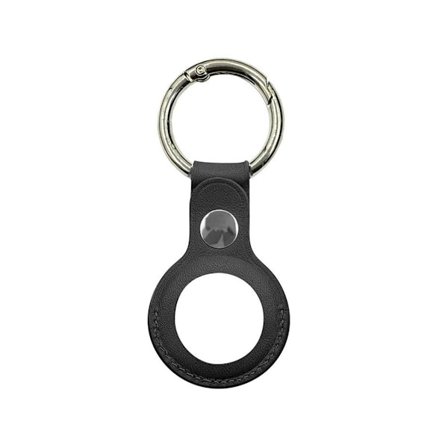 Apple Airtag Läderfodral Nyckelring - Svart