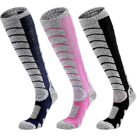 Skistrømper for kvinner og menn, 3 par kasjmirlignende lange strømper, vintertermiske skistrømper