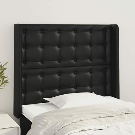Vidaxl Huvudgavel Med Kanter Svart 83x16x118/128 Cm Konstläder Svart