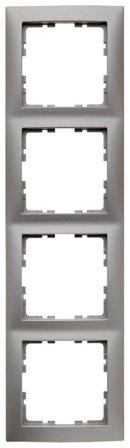 Hager 10149939 Kombinasjonsramme sølv 4 rom, Strømbrytere & vegguttak