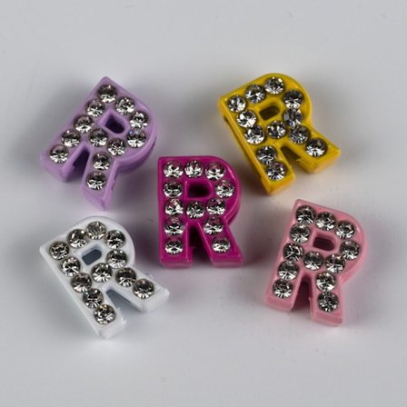 Berlock med Strass & Färg Bostav R - Busy Lizzie