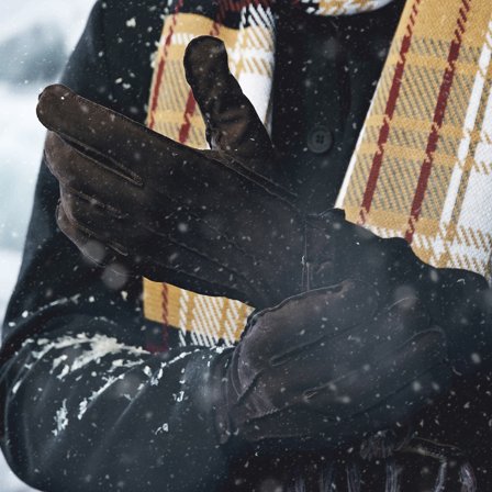 Hnědé semišové kožené rukavice s přezkou pro muže - Zimní rukavice