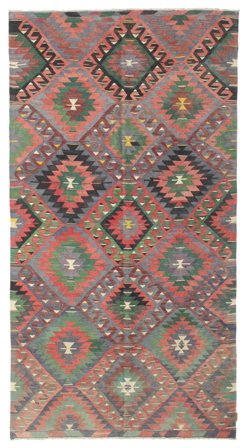 Hand Woven Kilim Vintage Turkish Rug 181X342 Vintage Wool Grey/Red