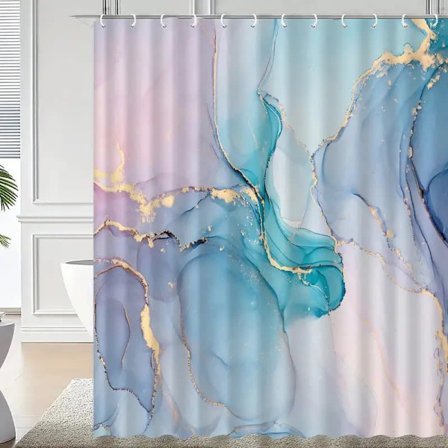 80-180cm Dusjforheng Badekarforheng i Polyester, Moderne Marmormønster, Vanntett og Maskinvaskbart