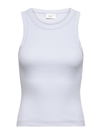Basic Rib Tank Top Ærmeløs Top Blå Gina Tricot