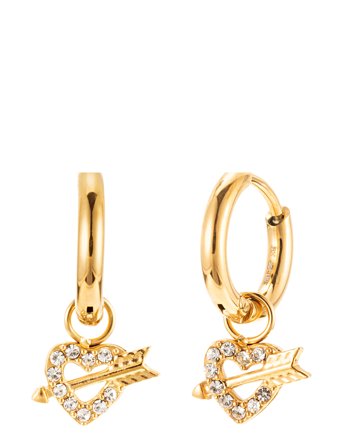 By Jolima | Heart And Arrow Hoop Crystal Gold | ONE SIZE