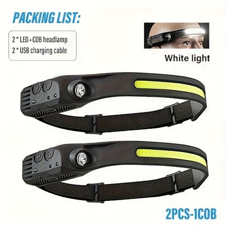 2 kpl Ladattavia COB-anturiotsalamppuja kalastukseen, 5 valaistustilaa