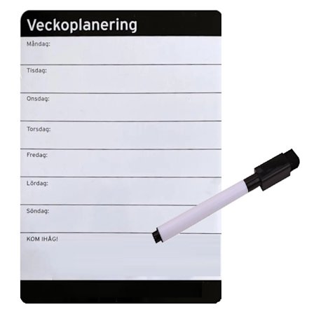 Magnetisk Whiteboard för Veckoplanering . Inkl. Whiteboardpenna m Sudd