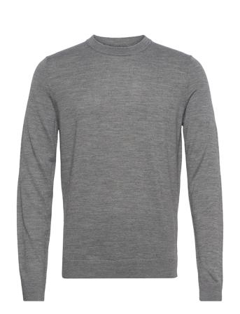 Slhtown Merino Coolmax Knit Crew B Strikkegenser M. Rund Krage Grå Selected Homme