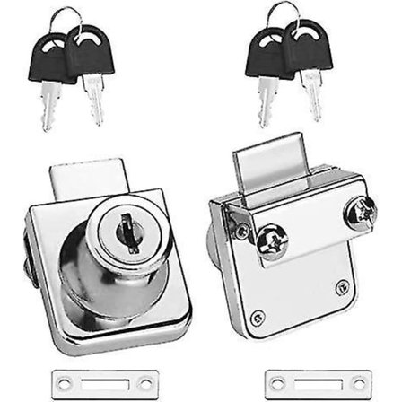 2 Pak Glaskabinet Lås Møbel Lås 4 Nøgler Display
