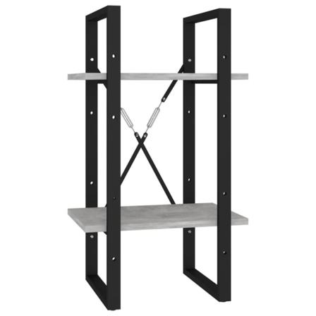 Vidaxl Bokhylla 2 Hyllor Betonggrå 40x30x70 Cm Konstruerat Trä Grå