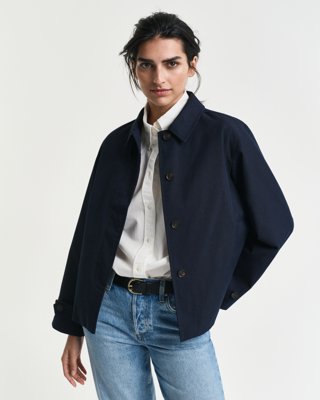 GANT - Kort car coat i bomull til dame evening blue
