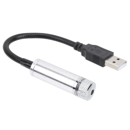 Bil Interiør Tag Stjernehimmel Lys USB Justerbar Ambient Projektor Dekorativ Lampe Sølvfarvet Hvid