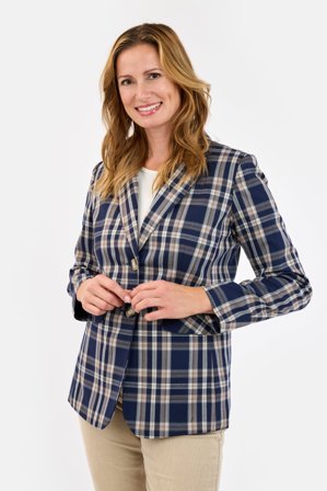 BRANDTEX - Blazer - Blå / Brun Mix - Ternet