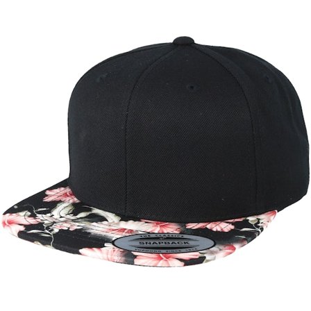 Yupoong - Černá snapback Kšiltovka - Floral Red Black Snapback @ Hatstore