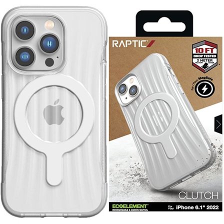 Raptic X-Doria Clutch Built Case iPhone 14 Pro-deksel med gjennomsiktig MagSafe-bakdeksel