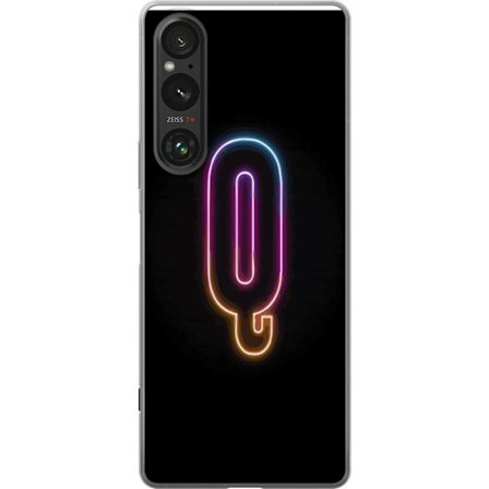 Kompatibel Mobilcover til Sony Sony Xperia 1 V Minimalistisk neonbogstav Q i lyse farver mod mørk baggrund