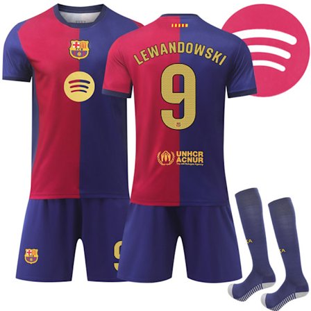 Barcelona Hemma Barnfotbollströja 2024-2025 Nr 9 Lewandowski