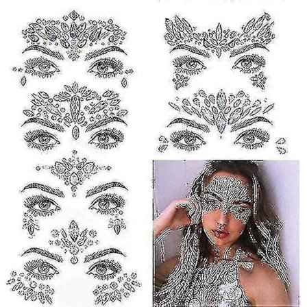 Ansigts smykke ædelsten klistermærker Rhinestone Havfrue Ansigts smykke tatovering Ansigts smykke ædelsten klistermærker 6 sæt