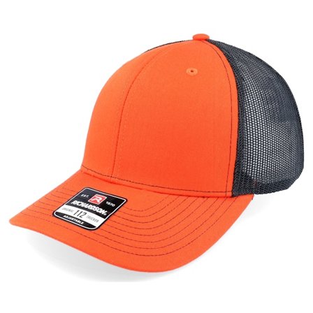 Richardson - Orange Trucker Cap - 112 Split Orange/Black Trucker @ Hatstore