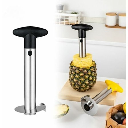 Ananas-skärare i rostfritt stål - Elektrisk ananas-vakuumverktyg - med 1 ananas-kil - Tjock svart