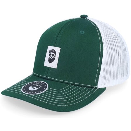 Bearded Man - Grön trucker Keps - Cap Man Woven 112 Split Dark Green/White Trucker @ Hatstore