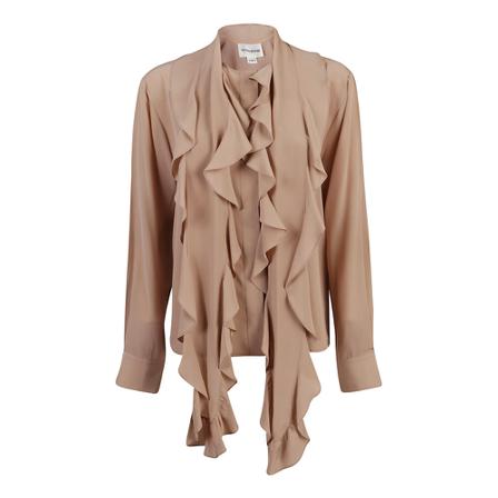 Victoria Beckham, Blusa Frill Panel Vintage Bruin, Dames, Maat:S,gestreept