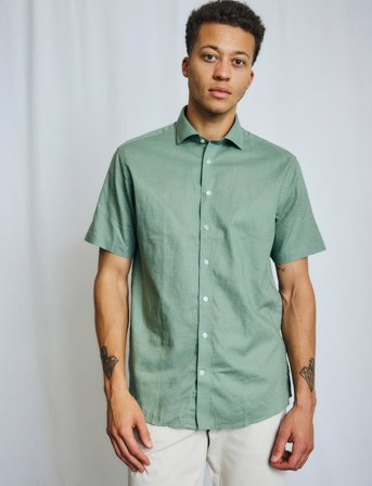 Bruun & Stengade Bs Hauger Casual Modern Fit Shirt - Green - XL