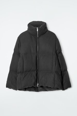 COS Women's Oversized Hooded Down Puffer Jacket in Black