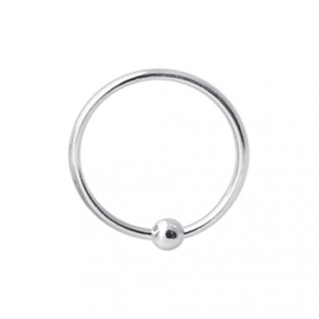 7 mm.Piercing ring i 925 Sterling Silver med kula
