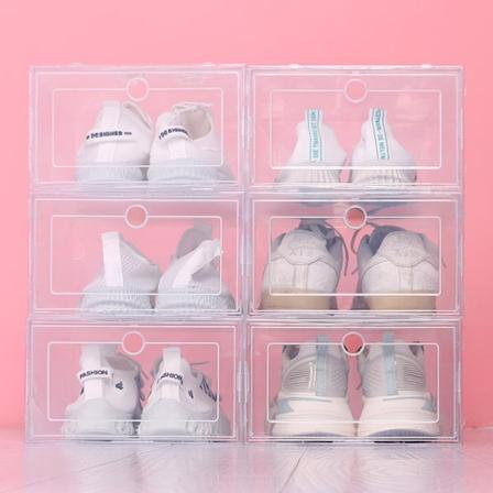 6-pack hopfällbara transparenta tjocka plastskoställningslådor 6 pieces 31x1.5 centimeters