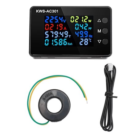 Voltti-Ampeerimittari 0–100 A 50–300 V LCD-värinäyttö Monitoiminen tehon energiamonitori teollisuuteen ja kotiin