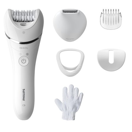 Philips Epilator Series 8000 BRE715/00 Våt/tørr, + 6 tilbehør, keramiske plater, 40min brukstid/2 t lading