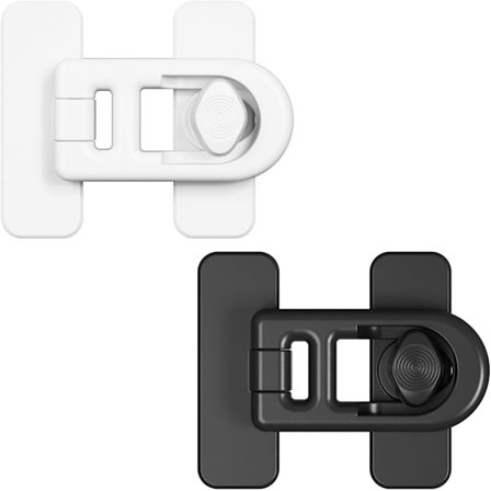 2-pakning barnesikringslåser med dreiebryter - Klebende låser uten boring for kjøleskap, ovn, skap, kjæledyrssikre og enkle å installere