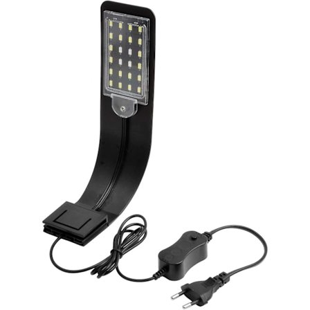 Svart skall Led Akvarielys Lampe Klips, Ultratynn Akvarielampe Med Lys, 24 Led Akvarielys(Hvitt lys)