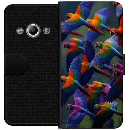 Kompatibelt Lommeboketui til Samsung Galaxy Xcover 3 Fargeglade papegøyer i flykt mot mørk bakgrunn