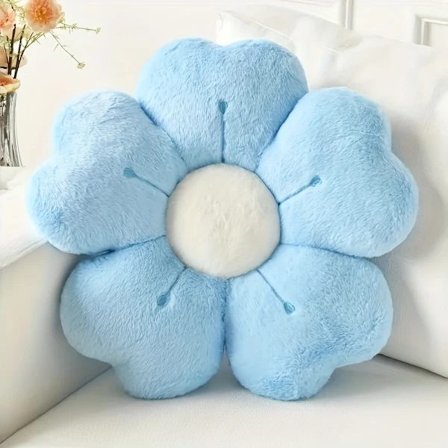Tusensköna Blomformad Plyschkudde - Mysig & Söt Dekorativ Kudde för Säng och Soffa, mångfärgad Mjuk Tyg Golvkudde Blå 1