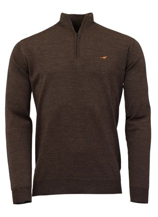 Laksen Norfolk Zip-Neck Brownie - Ulltröjor