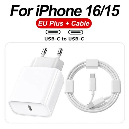 För Apple Original 35W Snabbladdare För iPhone 16 Pro Max 15 14 13 12 11 USB-C Snabbladdning XS 8 Plus Kabel Telefontillbehör EU iPhone 15 16