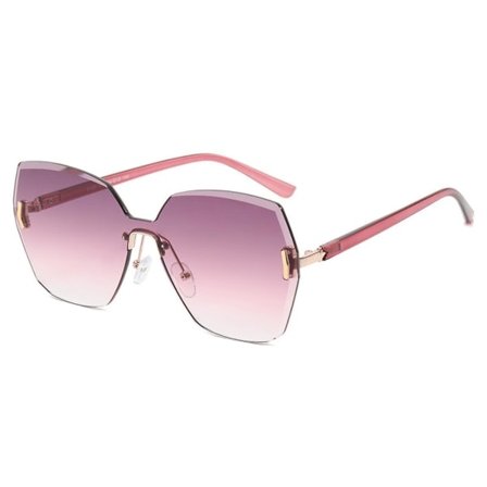 Damrundade solglasögon med kristallklipp, UV-skydd, diamant solglasögon - Guldram Lila Rosa Linser