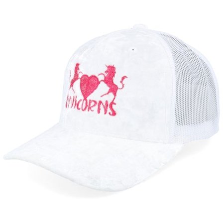 Unicorns - Vit trucker Keps - Unicorns Heart Velvet White/White A-frame Trucker @ Hatstore