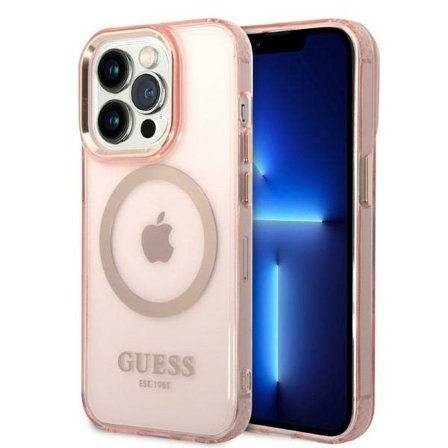 Guess GUHMP14LHTCMP iPhone 14 Pro 6,1" rosa/rosa hard koffert Gold Outline Translucent MagSafe