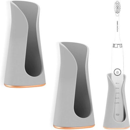 2-pak veggmontert elektrisk tannbørsteholder, oppbevaring, elektrisk tannbørsteholder, sporløs tannbørsteoppbevaringsstativ (grå)
