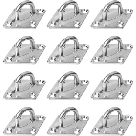 M5 rustfritt stål øyeplate (12 stk), takdekk krok rustfritt stål takplate kroker vegg U-form for båt, yoga, treningsstropp, huske, hengekøye